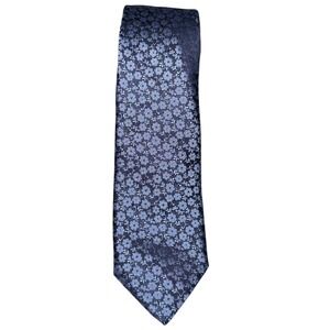 Hugo Boss Dark Blue Floral Narrow Silk Tie NWT